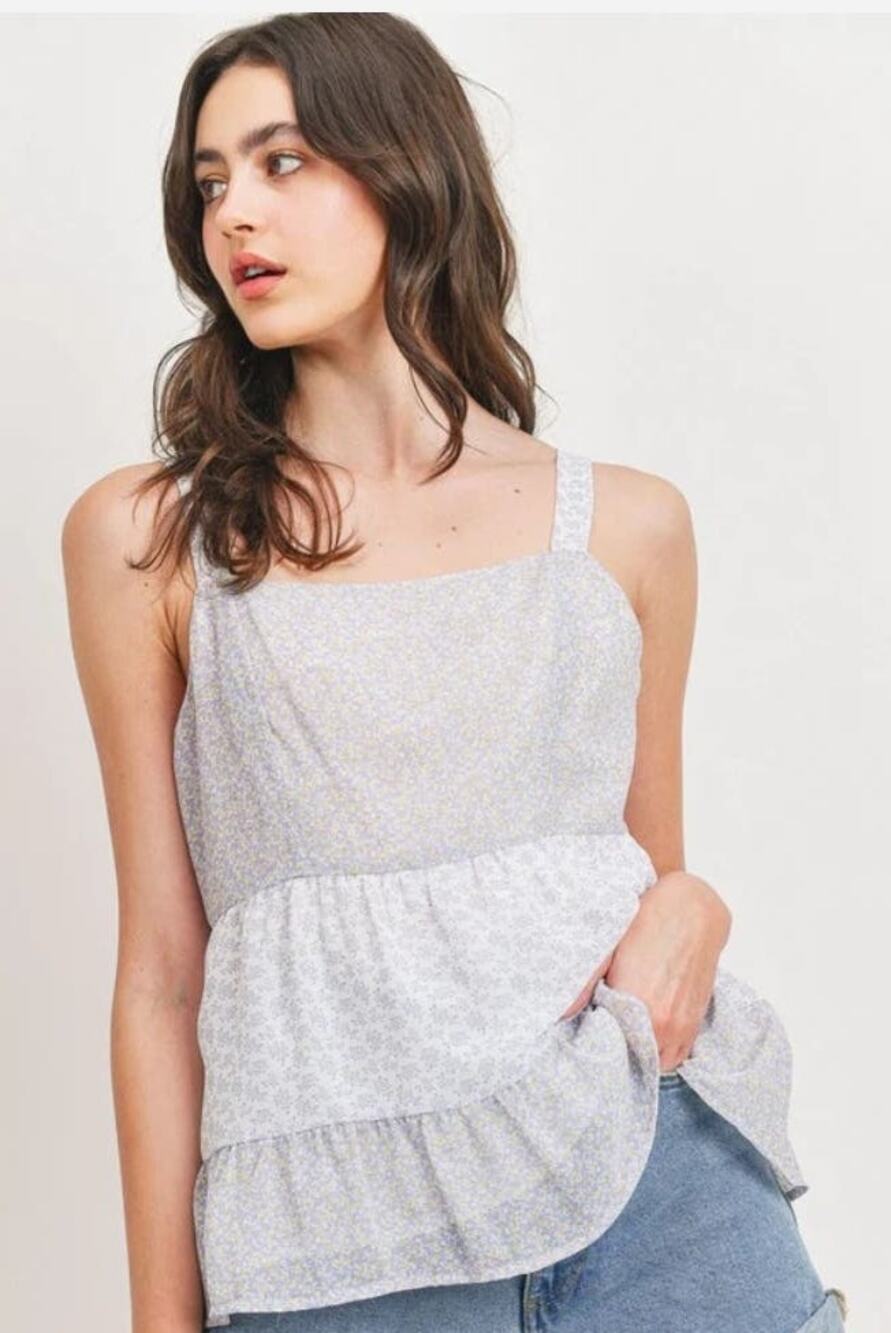 Papercrane Floral Peplum Tank NWOT